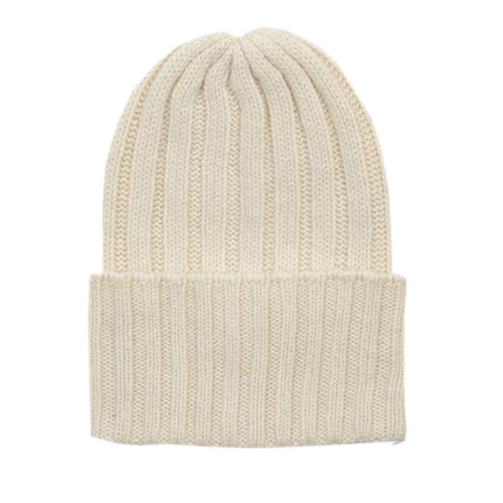 The Elder Statesman Short Bunny Echo Beanie in Ivory